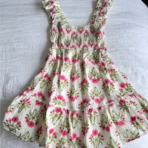 Floral Pink and Green Kids Dress